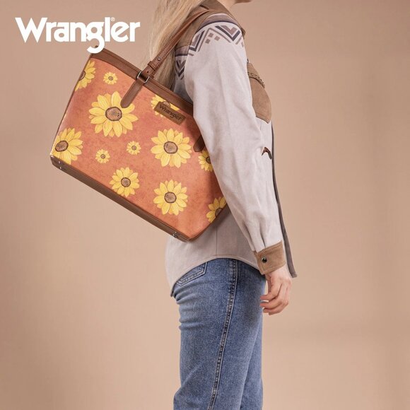 Wrangler Sunflower Print Tote Bag Brown - Picture 4 of 4